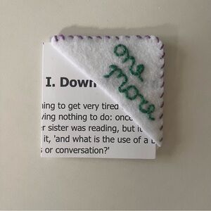 White Felt Corner Bookmark with Green Embroidery